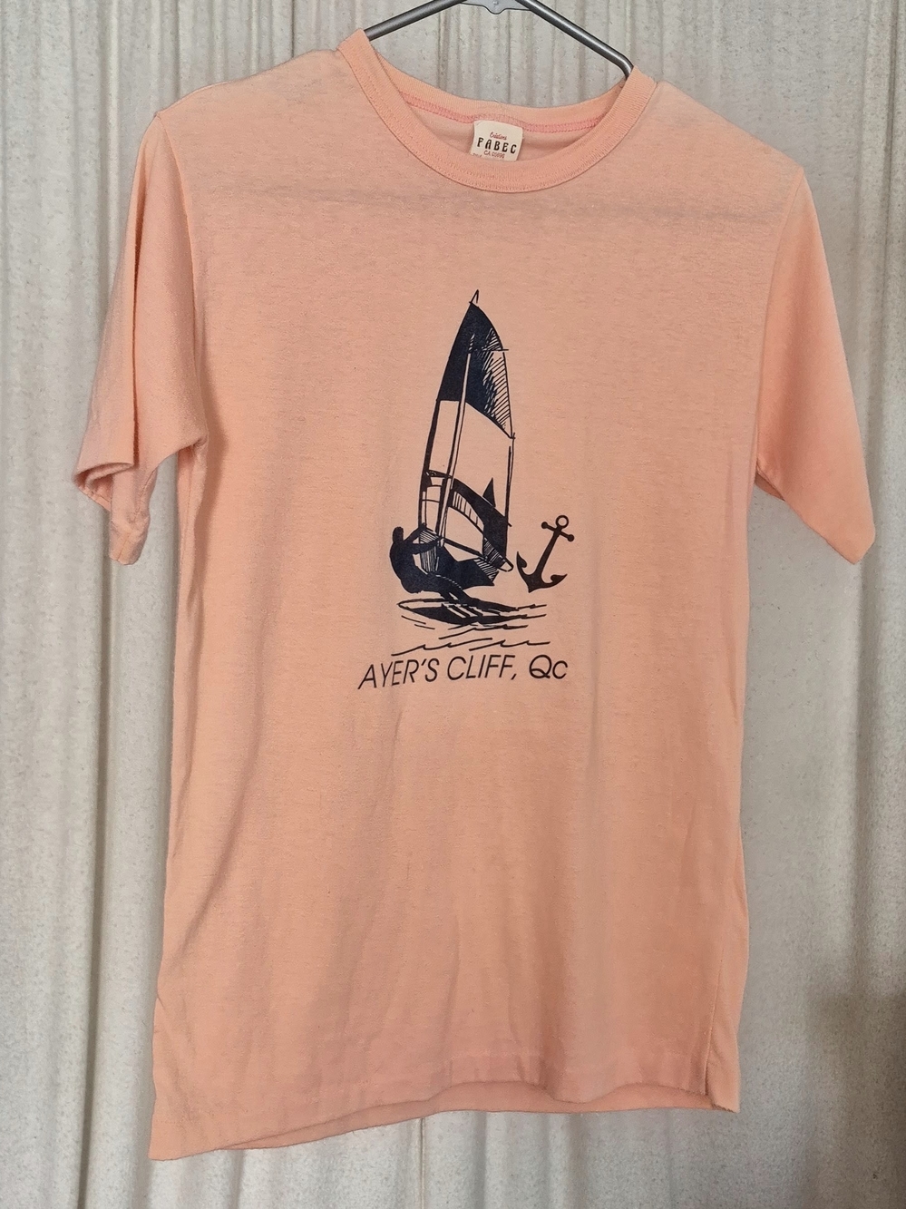 70s 80s Vintage Peach Sailboat Nautical Graphic T Shirt